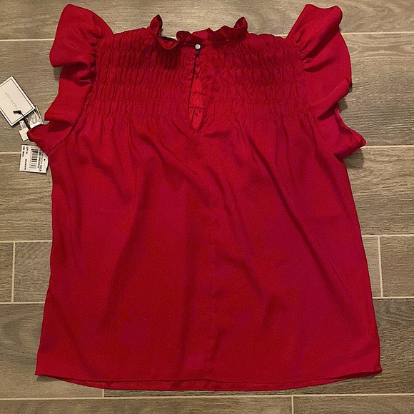 1.STATE Women's Red Ruffle Yoke Top - Picture 4 of 7